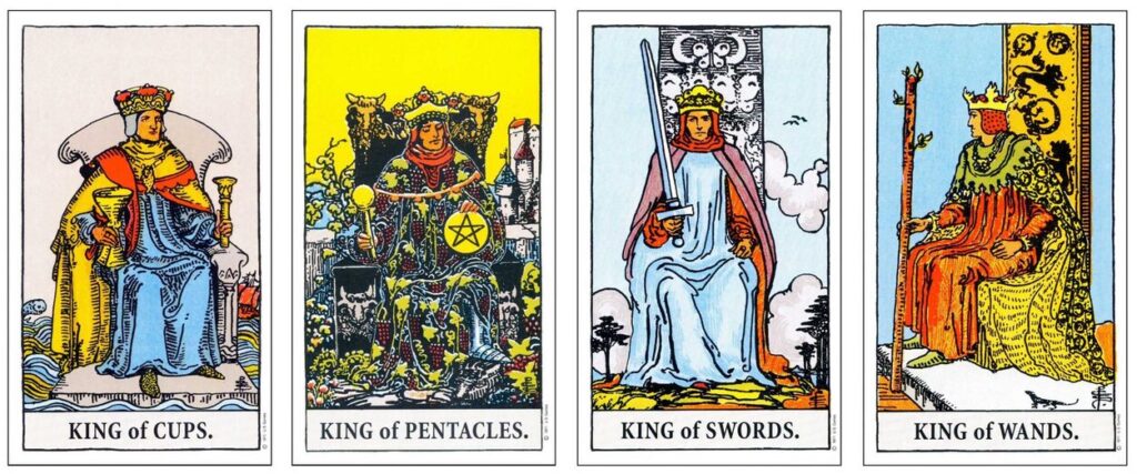 King of Cups, Pentacles, Swords, and Wands.